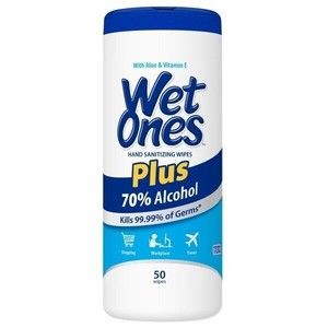 Wet Ones Plus 70% Alcohol Hand Sanitizing Wipes (50ct) Box of 12